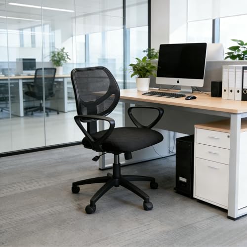 Melaluxe Stretch Jacquard Office Chair Cover, Removable Washable Desk Chair Cover Rotating Chair Seat Slipcover, Black