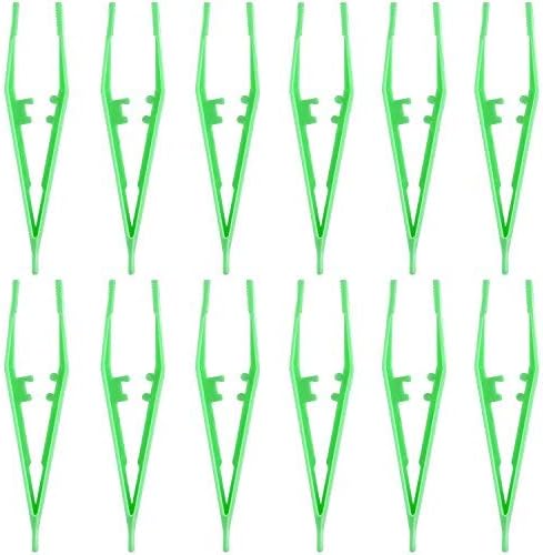 SATINIOR 12 Pack Plastic Beads Tweezer Fuse Beads Tweezers for DIY Crafts, Green