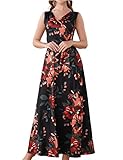 Aphratti Women's Bohemian Sleeveless V Neck Faux Wrap Long Maxi Summer Dress