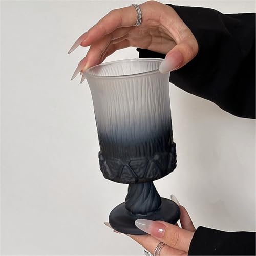 Vasos de agua de cristal esmerilado negro para vino, cócteles y zumos en casa 5