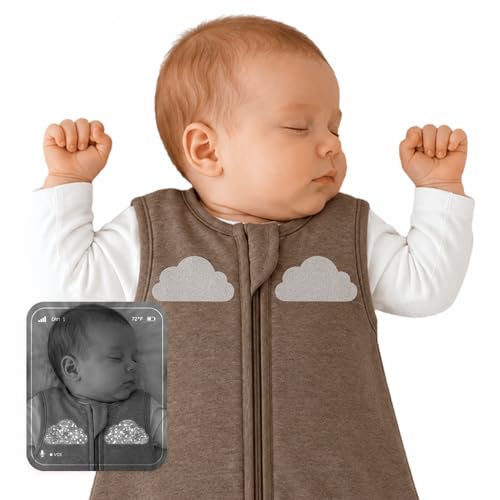 See Baby Breathing on Monitor Sleep Sack Patches Reflective Baby Monitor Visibility Patches for Night Vision Iron On No Batteries or Electronics (Moonlight Silver, Cloud, Two Pack)