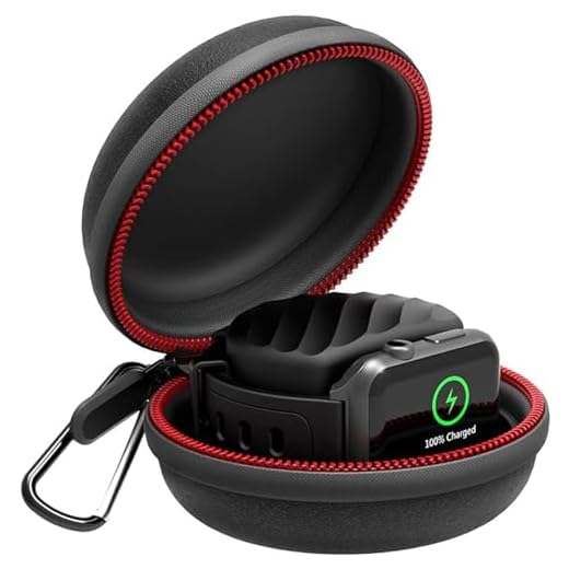 HALLEAST Travel Case for Apple Watch Charger, Portable Carrying EVA Charging Dock Holder for 38mm 40mm 41mm iWatch Series 11/SE3/10/9/8/SE2/7/SE/6/5/4/3/2/1, with Night Stand Mode, Black