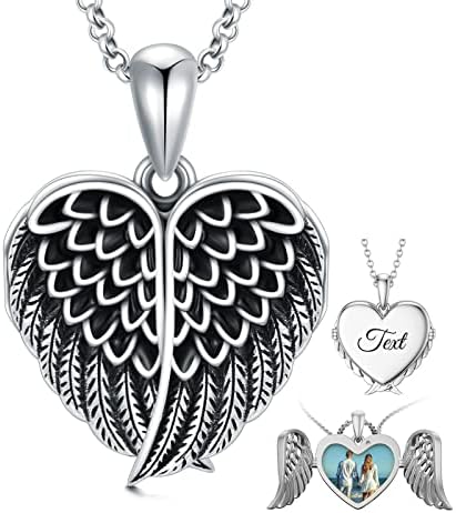 SOULMEET Heart Shape/Round Sterling Silver Locket Necklace that Holds Picture Photo Locket Necklace Jewelry Gift for Women Girls Birthday Mothert's Day