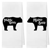 kunlisa Mama Bear and Papa Bear Absorbent Kitchen Towels and Dishcloths 16×24 Inches Set of 2,Funny
