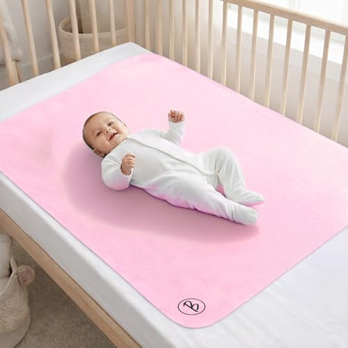 Image of Btag Baby Waterproof, Super Soft Fast Drying Mattress Protector | Extra Absorbent, Anti-Itching Sheet for New Born,Toddler (Size 70x100 cm, Pack of 1, Baby Pink)
