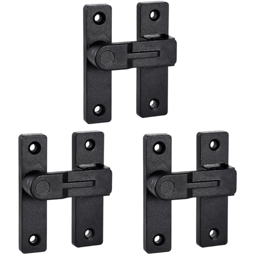 Image of 3 Packs Black Flip Barn Door Lock - 180 Degree Barn Door Lock Privacy Security Latch - Elegant Gate Latch Hardware for Barn Doors, Gardens, Windows, Cabinets, Bathrooms, and Sliding Doors