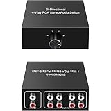 4ウェイステレオオーディオセレクター、双方向L/Rステレオオーディオスイッチャースプリッターボックス、ブルーレーヤーやDVDプレーヤーを複数のステレオスピーカーに接続するのに適しています(4in1out/1インチ 4out)。