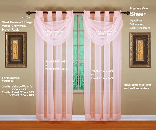 Image of Today's Curtain, Emelia Grommet Sheer Panel 84 inch Rose, 59 inch W x 84 inch L