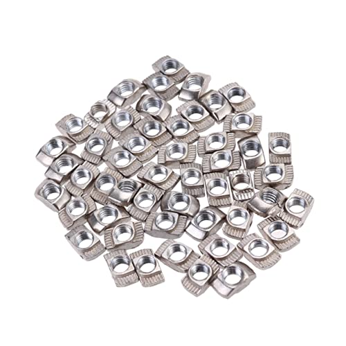 Unomor 50pcs Nickel Plated Aluminum Profile Nuts M5 T-nut 10x6mm for European Aluminum Extrusions
