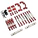 DAIHAOUU for WPL C14 C24 C24-1 C54 Metal Chassis Link Rod Pull Rod Mount Shock Absorber Drive Shaft Set 1/16 RC Car Upgrade Parts(Red)