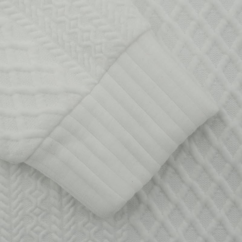 Mens Quilted Outdoor Sweatshirt Stand Collar Long Sleeve Quarter Button Knitted Pullover Tops Loose Fit Trendy Sweater3