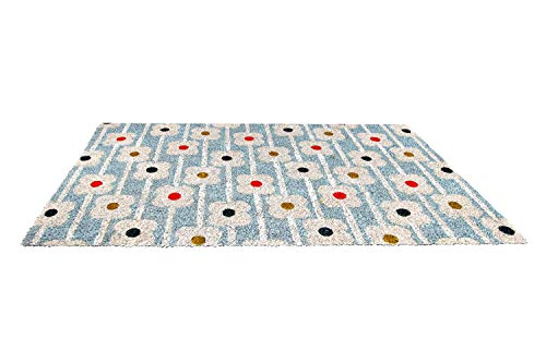 Image of Onlymat Natural Coir Doormat with Floral Printed, Floor Rug, Long Lating,Anti-Slip PVC Back for Indoor, Outdoor, Patio, Home and Office - Large and Thick Entryway Rug, Brown (75 x 45 x 1.5cm)