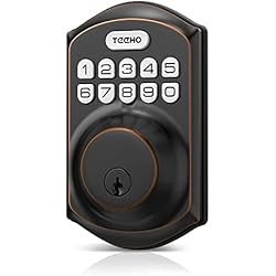 TEEHO TE001 Keyless Entry Door Lock with Keypad - Smart Deadbolt Lock for Front Door with 2 Keys - Auto Lock - Easy Installation - Oil-Rubbed Bronze