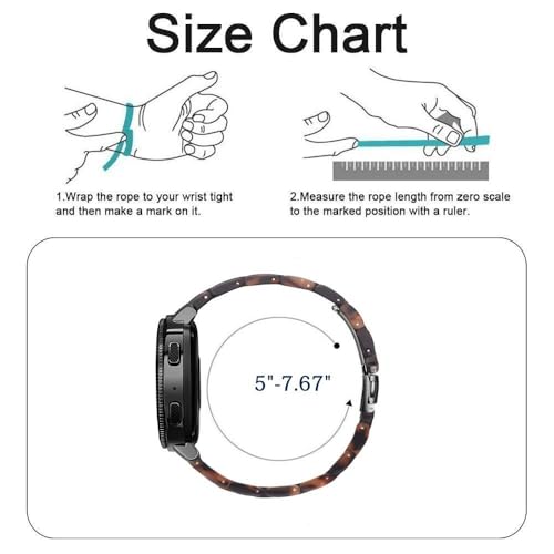 Omter Resin Band Compatible with Samsung Galaxy Watch 6/5/4 44/40mm, Classic 6 47/43mm, 5 Pro 45mm, 4 Classic 46/42mm, 3 41mm, Active 1/2 44mm/40mm, Women Men Fashion Bracelet Strap (Black Tortoise by Omter - Image 5