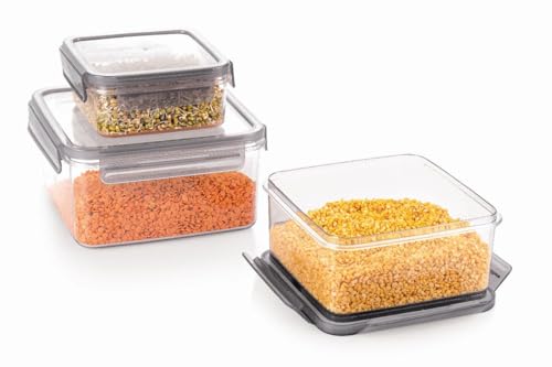 Image of INKULTURE Air Tight Food Storage Container Set of 03 (500ml + 1000ml + 2000ml) | BPA-Free Leakproof Plastic Kitchen Containers with Lid | Fridge & Pantry Organizer Box for Fruits, Vegetables Etc.