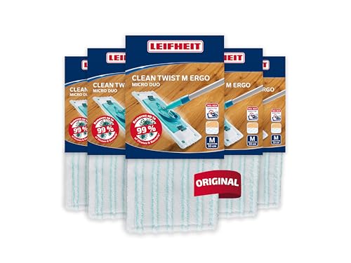 Leifheit Funda de Lavado Clean Twist M Ergo, Power Clean M Micro dúo Set de 5