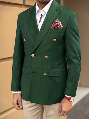 Men's Linen Blazers Casual Summer Lightweight Double Breasted Jacket for Wedding,Beach,Party3