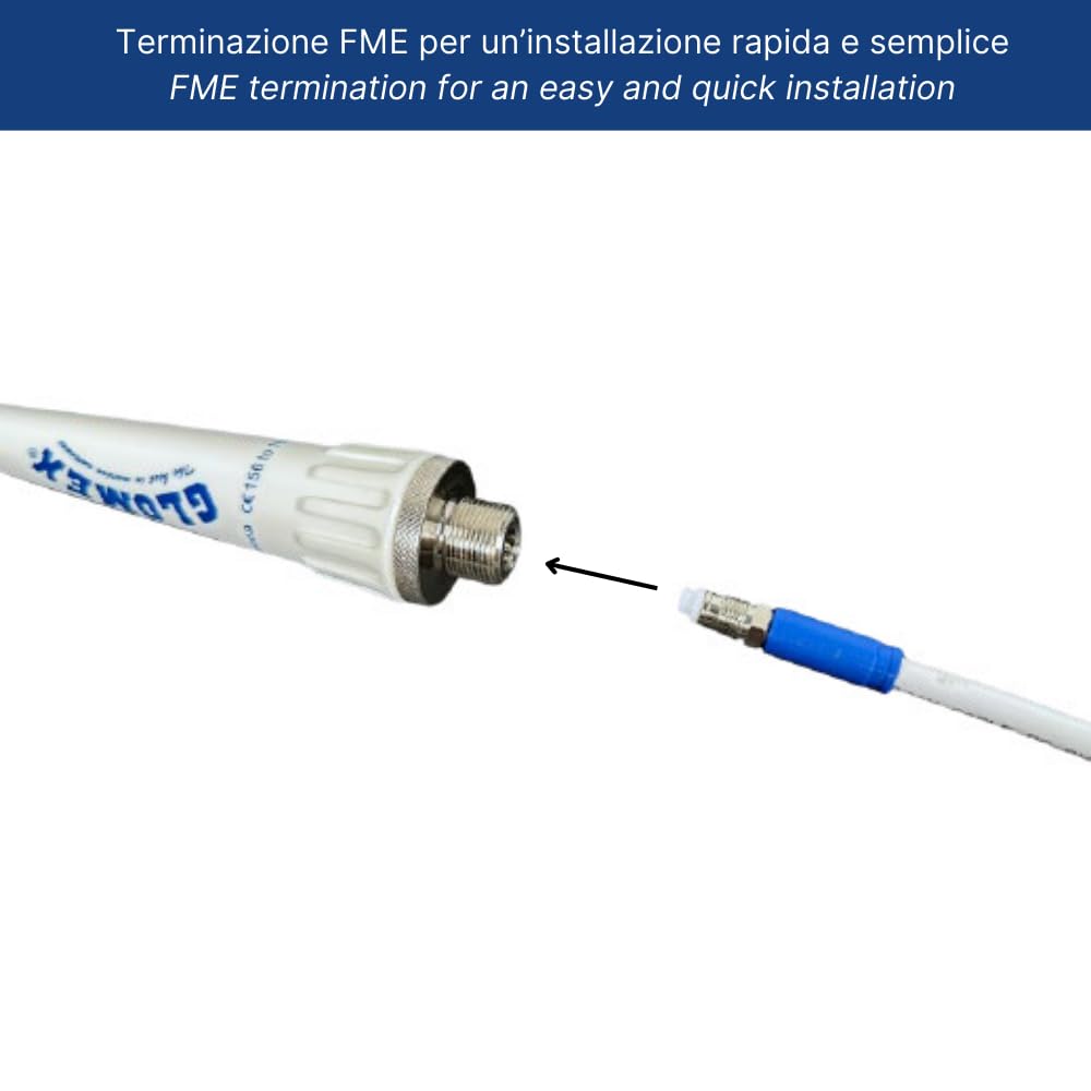 Glomex – Antenna VHF Glomeasy Leisure 0,9m (Bianco), Modello RA106GRPFME – Installazione Rapida Fast Fitting FME, Per barche a vela, motore, gommoni, yacht – Comunicazione Semplice e Affidabile