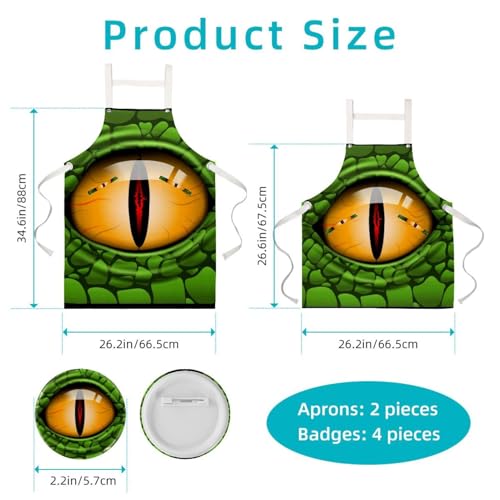 Tablier de cuisine One Large œil effrayant multicolore avec 4 broches - 2