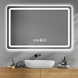 HEEDU Espejos de Baño con Luz 70 x 50cm, Espejos LED de Pared con iluminación de 3 Colores, Antivaho y Botones Táctiles...