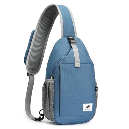 SKYSPER Bolsa tiracolo com RFID, bolsa transversal reciclada, mochila de viagem, Cinza azul, 7L, 3.9"D x 7.8"W x 15.3"H, Bolsa tiracolo de RFID reciclada