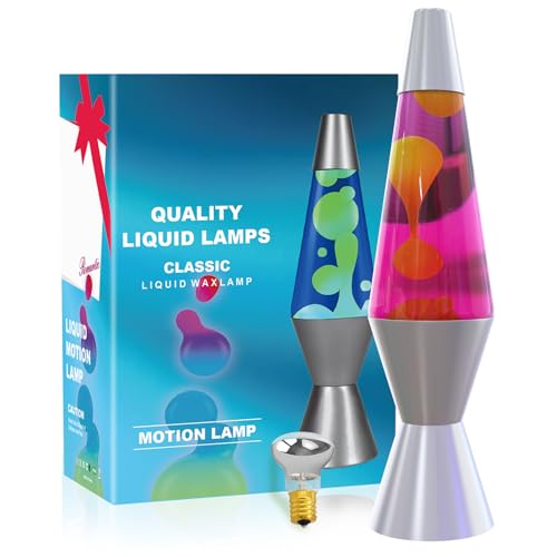 AONESY Lámparas de Lave para Adultos Niños 37cm Lámpara de Lave Líquido Morado y Cera Amarilla Retro Astro Lámpara para Decoración del Hogar Hermosa Luz Regalo para Navidad Cumpleaños