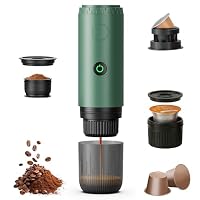 Umisu 3-in-1 Tragbare Espressomaschine, Elektrische Reise-Kaffeemaschine, Selbsterhitzend, 19 Bar, USB-C, für Kaffeepulver, DG & NS Kapseln, Camping, Wohnmobil (Grün) – Ansicht 1