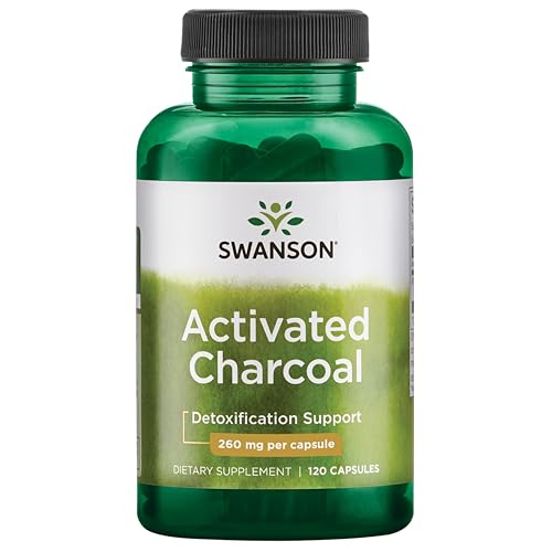 Swanson Activated Charcoal Digestive Support Supplement for Digestive-Comfort-Seeking Adults - 260 mg Per Capsule (120 Capsules, 520 mg Per Serving)