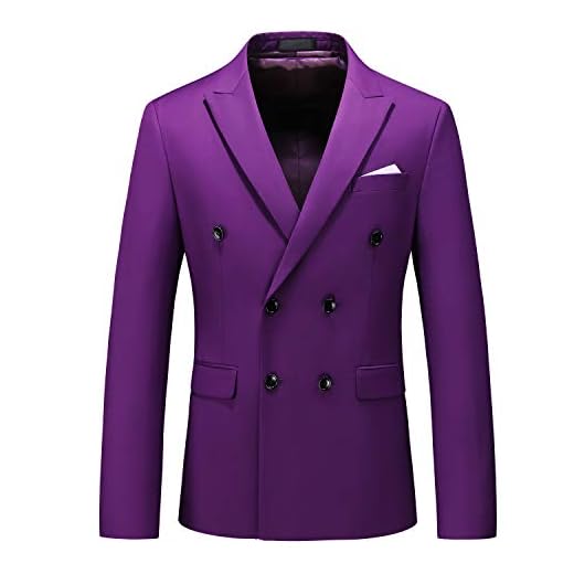 MOGU Masculino Blazer De Terno Trespassado, Corte Slim, Cor Sólida, Casaco Esportivo Para Negócios, Casamento, Baile Formatura E Eventos Formais, Tamanho Eua 42, Roxo