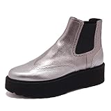 Hogan 7113K Beatles Donna Silver H355 metallic/Scratched Effect Boot Woman, srebrny - Argento Scuro - 38.5 EU