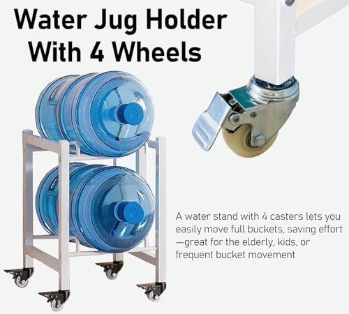 ERRULAN Stackable Water Dispenser Stand for 5 Gallon Bottle, Large Water Bottle Holder for Kitchen Living, Heavy Duty Cooler Jug Rack Organizer with Wheels(36x35x89cm/14.2x13.8x35in) - Image 7
