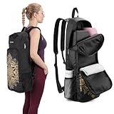 Gonex Yogatasche, Yoga-Rucksack mit Wasserdichter Tasche und Metallreißverschluss, Passend für Matte und Blöcke, Stylischer Yogamatten-Tragegurt für Damen, Ideal für Yoga, Pilates, Schwarz