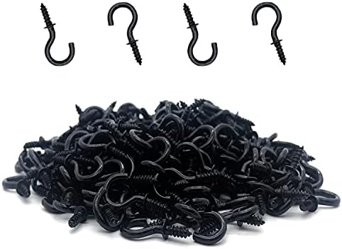MYYZMY 120 Pcs 1/2 Inch Screw-in Hooks Nickel Plated Metal Cup Hooks, Ceiling Hooks Black