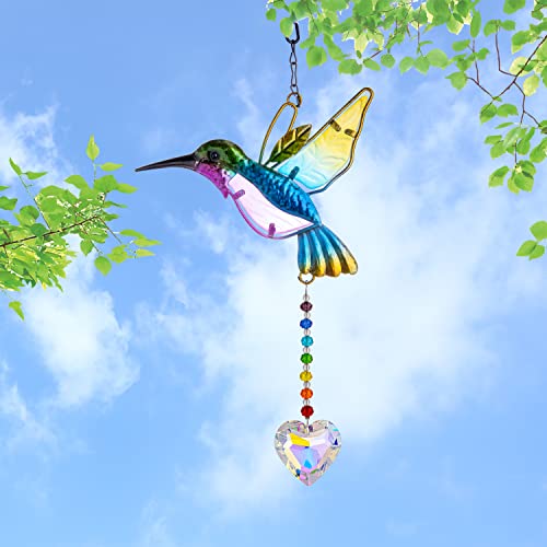 Stained Glass Bird Suncatcher With Crystal For Window, Hanging Prism For Garden Decoration, Glass Hummingbird Ornament Hangings, Sunlight Reflection Rainbow Maker, Handmade Beads Kits Gift For Adults #TOP6