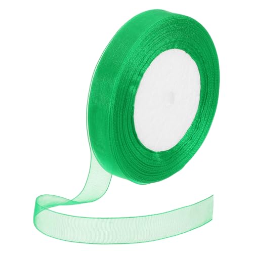 DMiotech 50 Yards Organza Ribbon 5/8 Inch Green Chiffon Ribbon Shimmer Sheer Gift Wrapping Ribbons for Flower Bouquets Wedding Birthday DIY Decoration