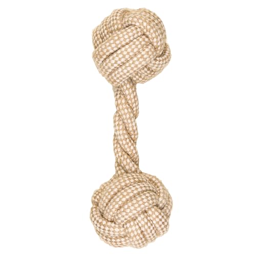 Jouet Chien Corde Coton Chanvre Naturel, à Macher, Jouet interactif - Haltère 24cm