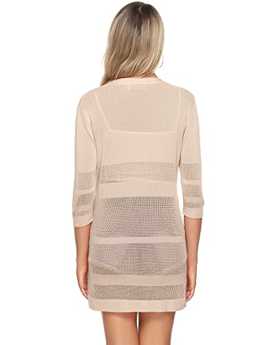 Iclosam Women Casual Long & 3/4 Sleeve Lightweight Open Front Cardigan Sweater Soft Drape Open Front Crochet Cardigan #TOP2