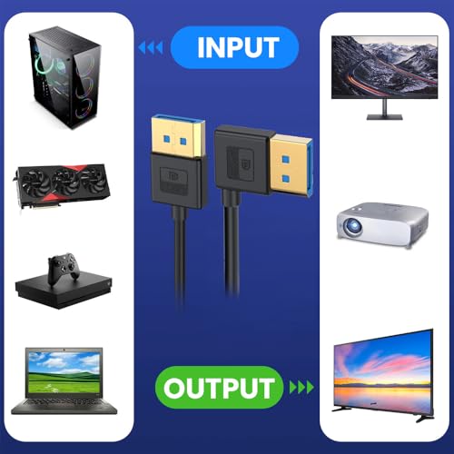 cablecc Ultrafine DisplayPort 1.4 DP to Ultra-HD UHD 4K 144hz DP Cable 8K 60hz Cable Left Angled 90 Degree for Desktop Laptop Monitor 100cm by cablecc - Used condition - Image 6