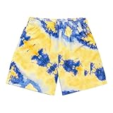 BOOMLEMON Mens Mesh Graphic Print Shorts Casual Workout Cool Shorts Gym Basketball Running Short Pants(Tie-Dye Yellow L)