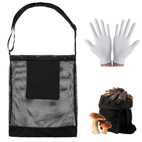TUIBEIDAMAI Mushroom Bag, Mushroom Collecting Bag, Mushroom Collecting Backpack, Foldable, Mushroom Collector Bag, Fruit Picking Bag, Breathable Mesh Bag with Large Capacity for Outdoor Bushcraft