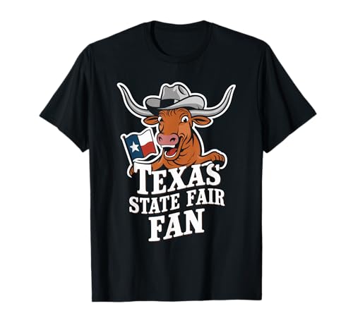 Texas State Fair Fan Texas Flag Bull Cool Texas State Fair T-Shirt