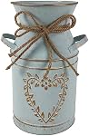 LINXIU Vintage Galvanized Milk Can, Farmhouse Decorative Flower Vase, Rustic Shabby Chic Vase with Handle for Home Office Decor 7.5"