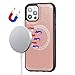 Produktbild Lederhülle für iPhone 12, iPhone 12 Pro Halolock Kabelloses MagSafe Handyhülle Weiche Premium Kunstleder & Soft Silikon Bumper Leder Handytasche Schutzhülle Case für iPhone 12, iPhone 12 Pro Roségold