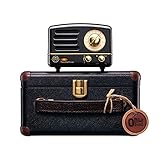 【Inesperadamente Fuerte Duración de Reprodución】El altavoz Bluetooth retro compacto solo ocupa un espacio de 3,72 x 2,84 x 2,21 pulgadas con una batería recargable incorporada de 1000 mAh, hasta 10 horas de reproducción en tiempo de Bluetooth y 20 horas en modo FM.
