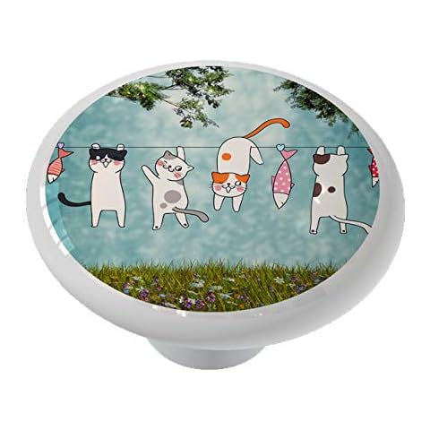 Gotham Decor Clothesline Cats Laundry Room Drawer/Cabinet Knob Cover