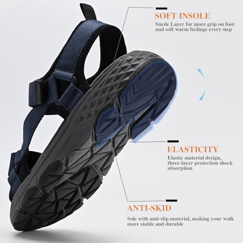 Queday Womens Mens Sport Sandals Outdoor Hiking Sandals with Arch Support Comfortable Athletic Beach Sandals for Travel Walking Trekking Camping4