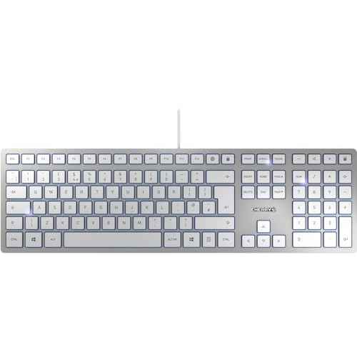 CHERRY KC 6000 SLIM, Ultra-Flat Design Keyboard, UK Layout (QWERTY), Wired (USB-A Connection), Quiet, Durable Key Labelling, Silver - Image 4