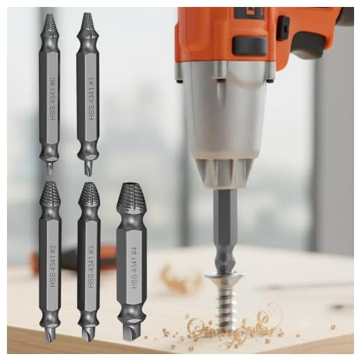 5 Piece Damaged Screw Extractor Set Screw Extractor Kit For Stripped Screws Broken Screws Rounded Bolts Hex Shank Extractor