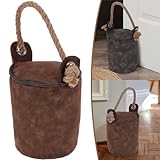 GEEZY Heavy Weighted Faux Leather Door Stop Indoor Door Stopper Cube with Handle Non-Slip Vintage Rustic Design Decorative Stopper - Image 1