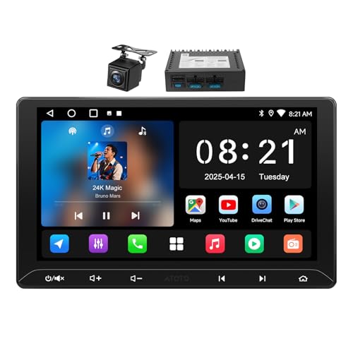 ATOTO CA-AEC122D Amplificateur Voiture, pour A5LG211T-S01, Autoradio 2 Din Android 2G+32G, 10 Pouces Écran Tactile GPS Auto, Partage de Connexion Via WiFi/BT/USB, Android Auto & CarPlay sans Fil